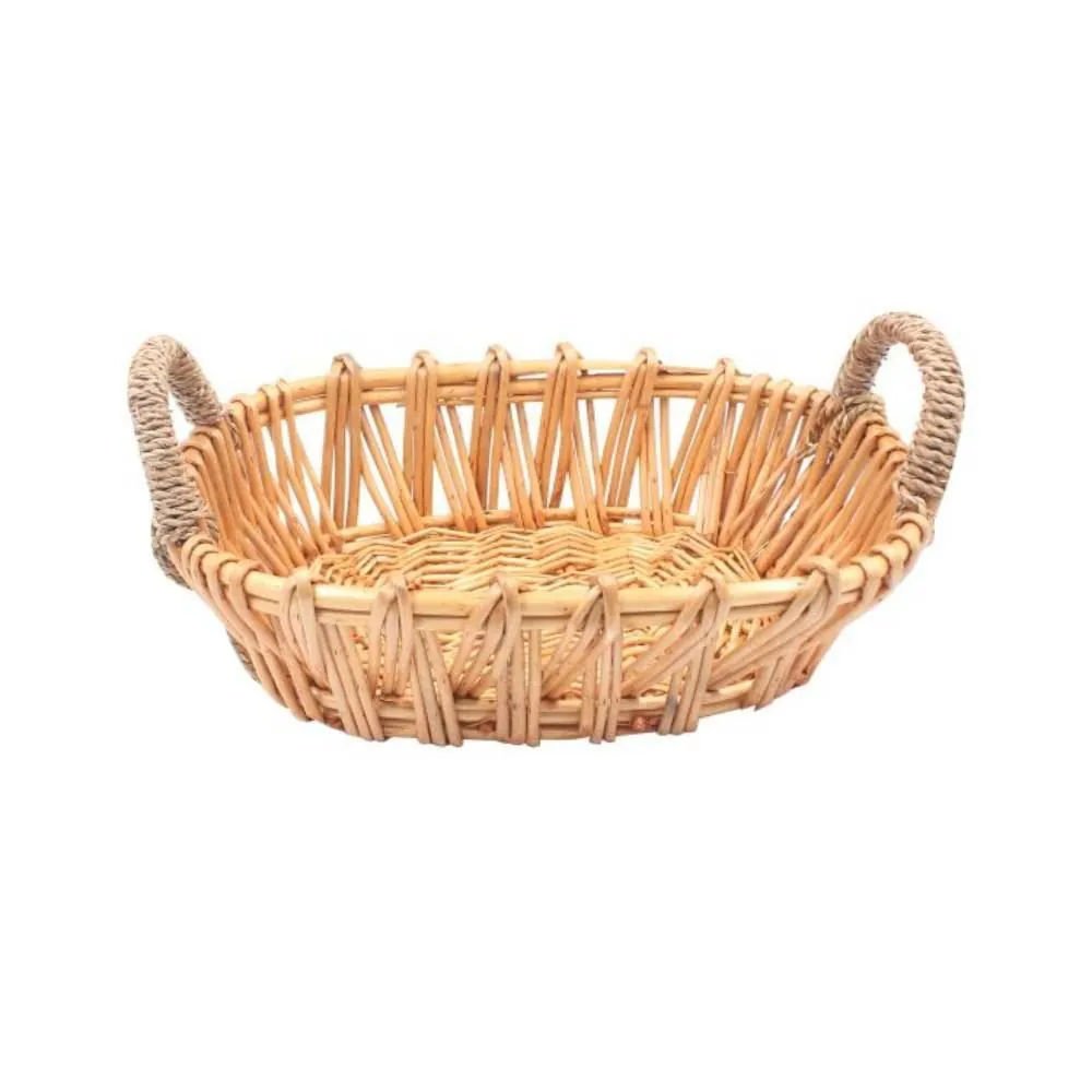 Cesto Oval com Alça Fibra Vime 30Cm - Natural