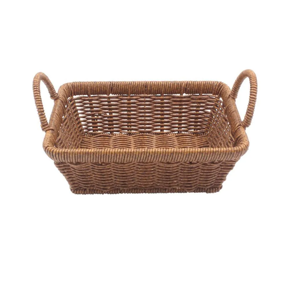 Cesto Retangular Fibra com Alça 21Cm - Natural