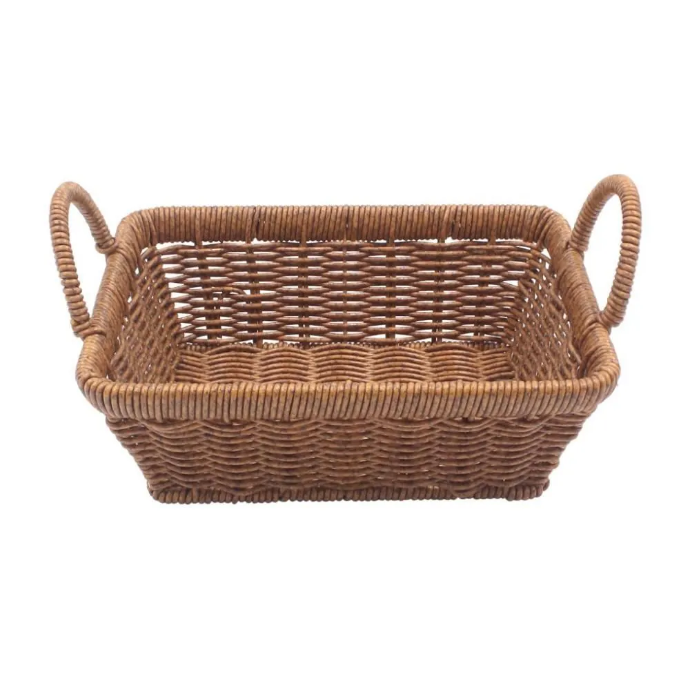Cesto Retangular Fibra com Alça 24Cm - Natural