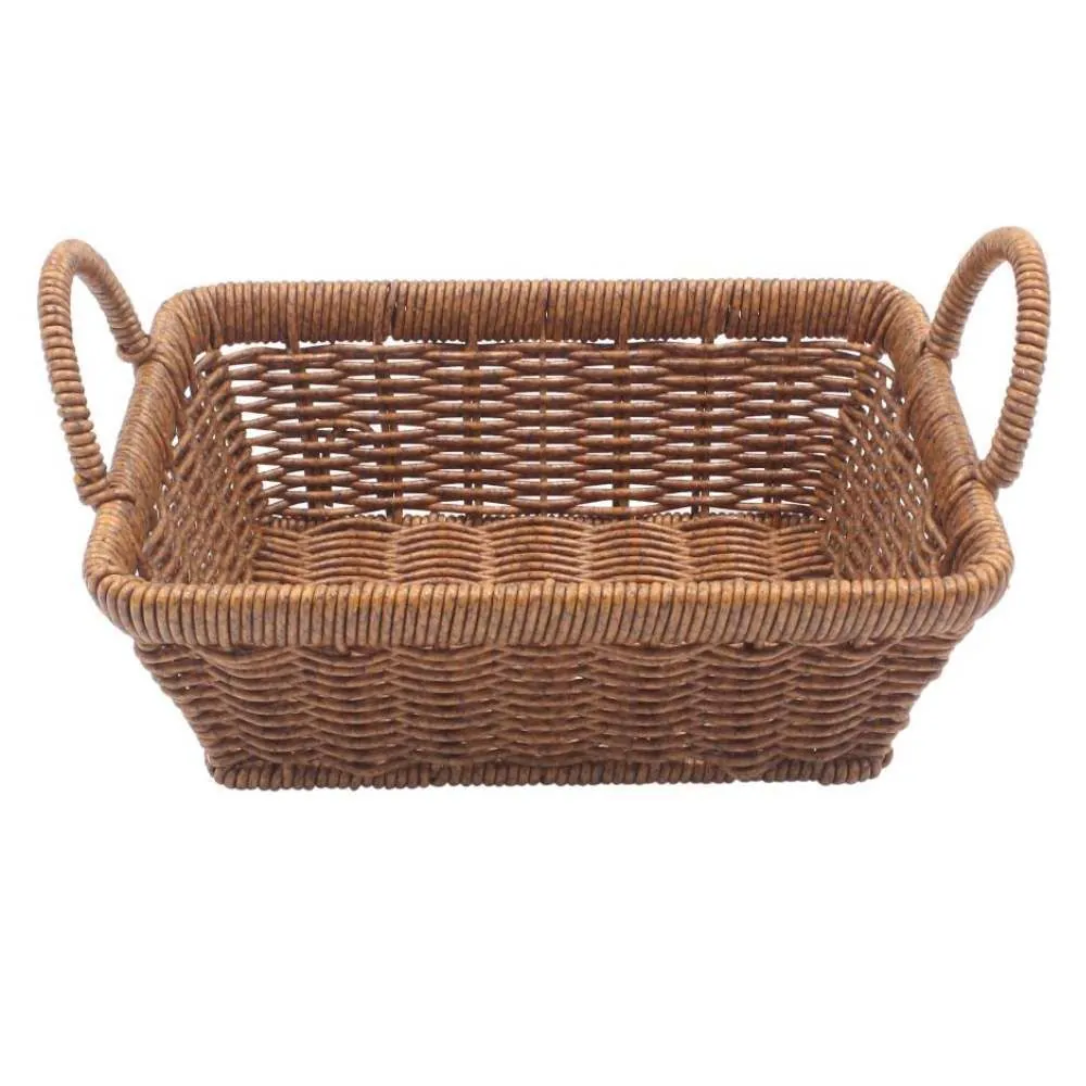 Cesto Retangular Fibra com Alça 27Cm - Natural