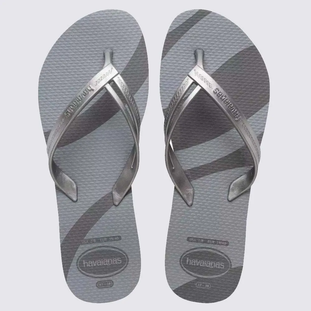 Chinelo Havaiana Feminina Elegance Print Novo Grafite