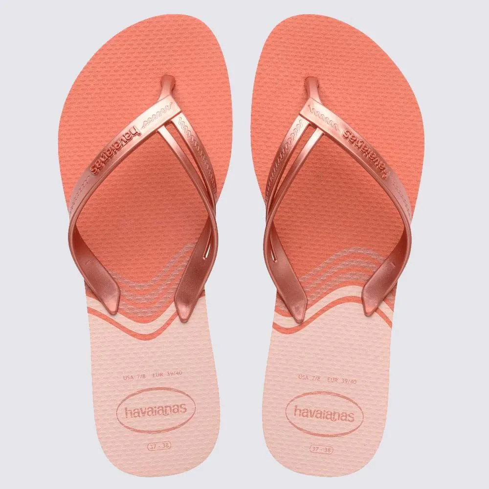 Chinelo Havaiana Feminina Elegance Print Rosa Clay