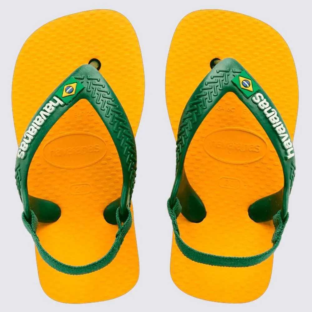 Chinelo Havaianas Bebê Brasil Logo Amarelo Pop/Amazonia