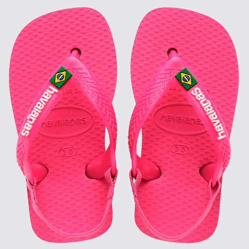 Chinelo Havaianas Bebê Brasil Logo Rosa/Bco