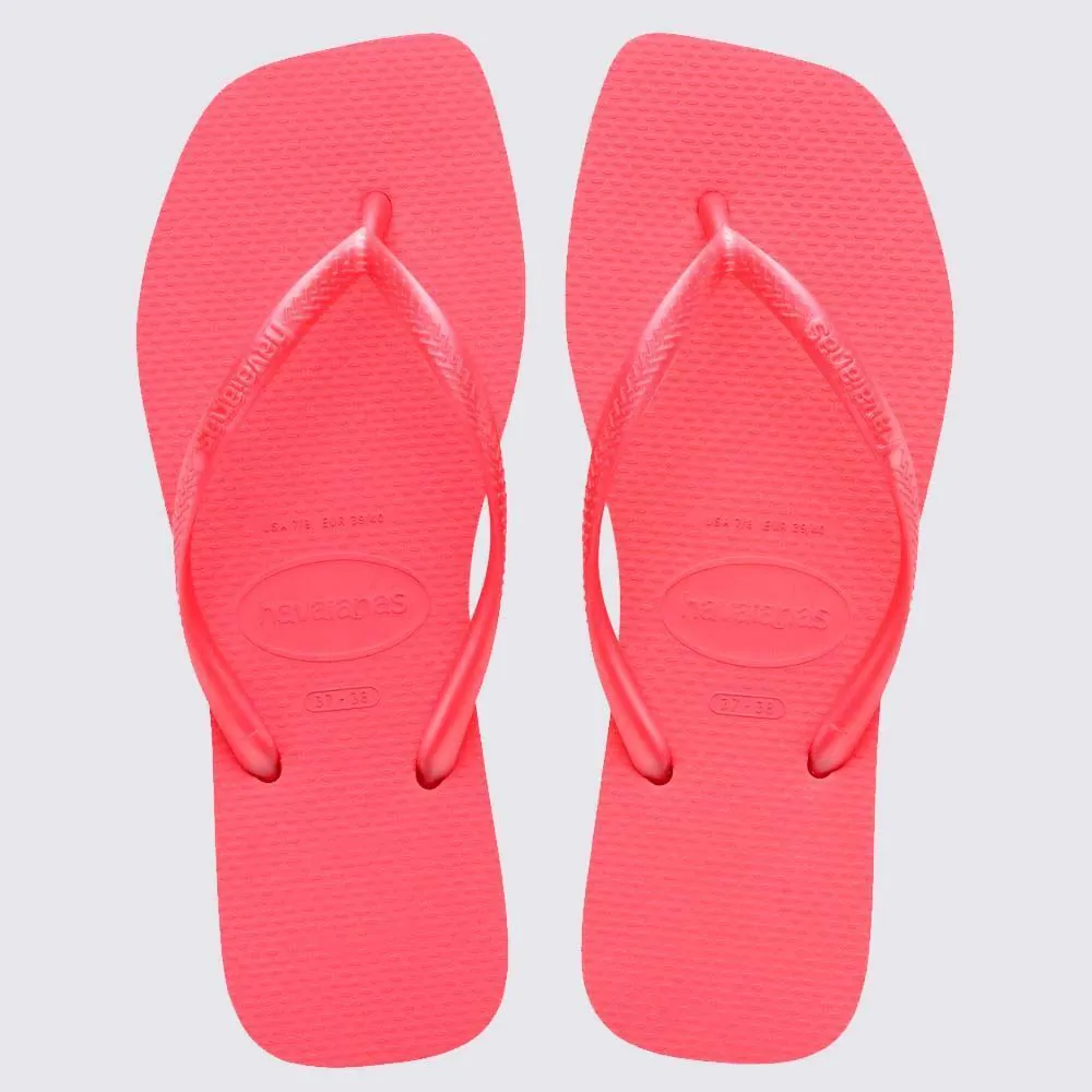 Chinelo Havaianas Feminino Slim Square Coral Tropical