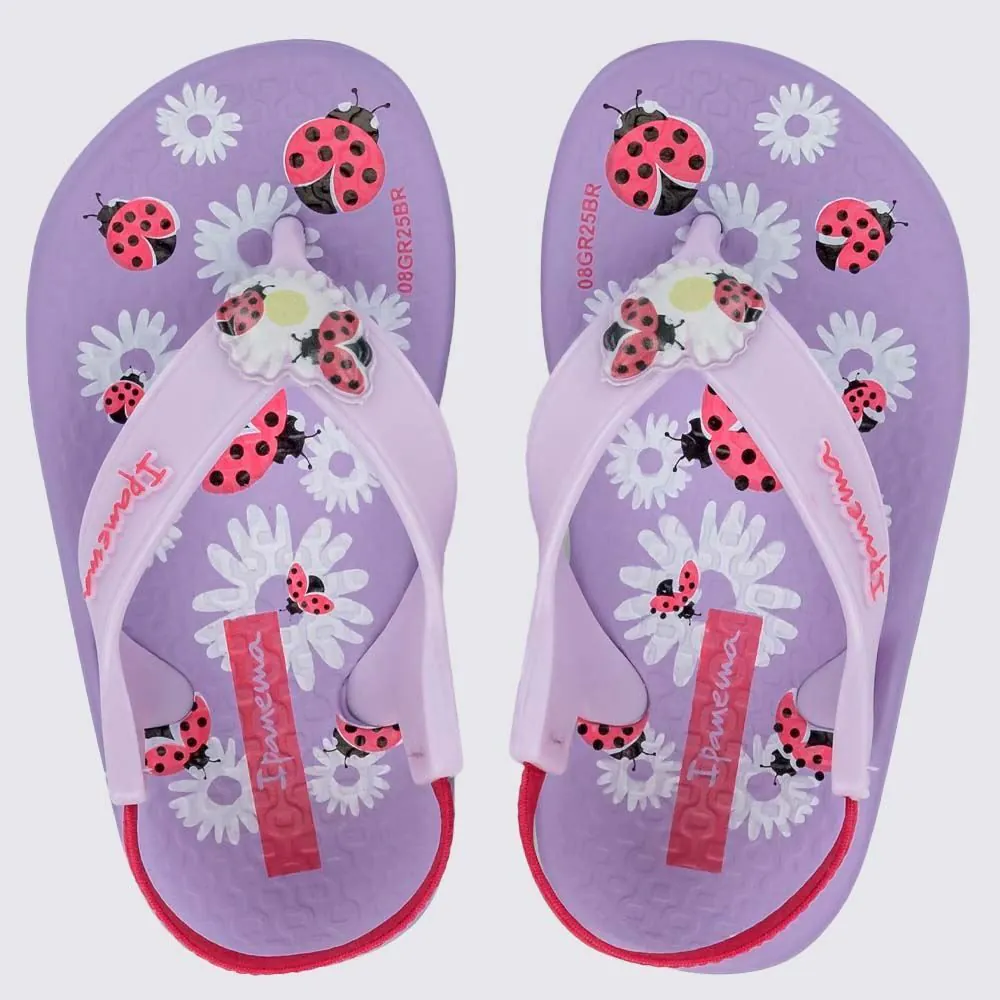 Chinelo Ipanema Bebê Anatômica Cute Lilas/Lilas/Rosa