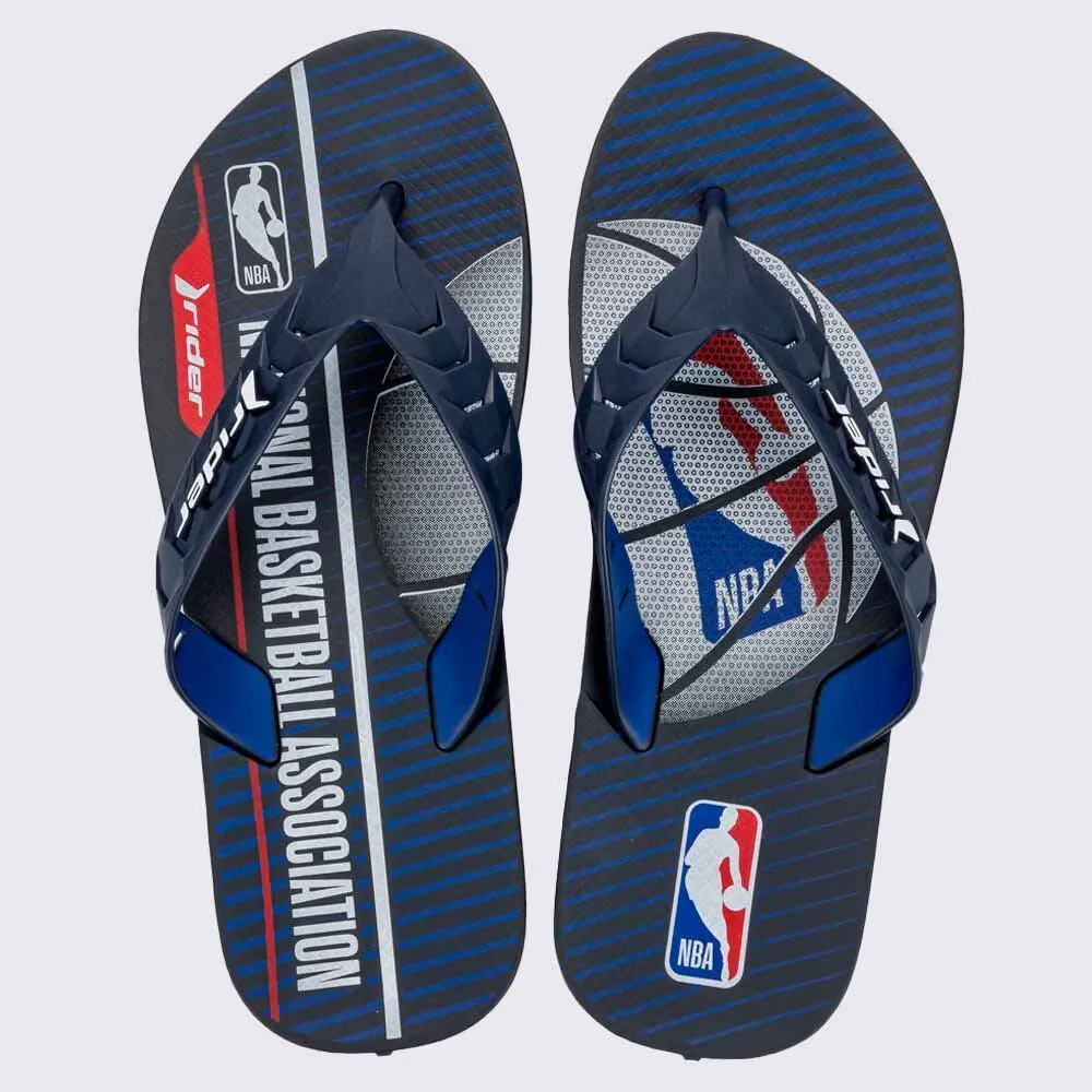 Chinelo Rider Masculino Street Duo Nba Azul/Branco/Vermelho