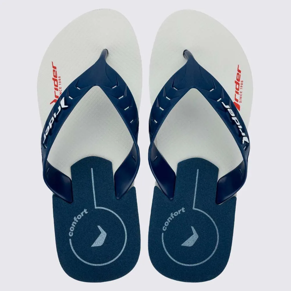 Chinelo Rider Masculino Street Duo Branco/Azul/Vermelho