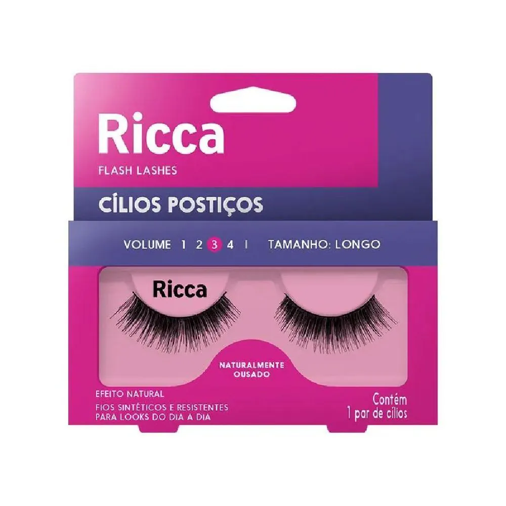 Cílios Postiços Naturalmente Ousados Volume 3 Ricca - Longo