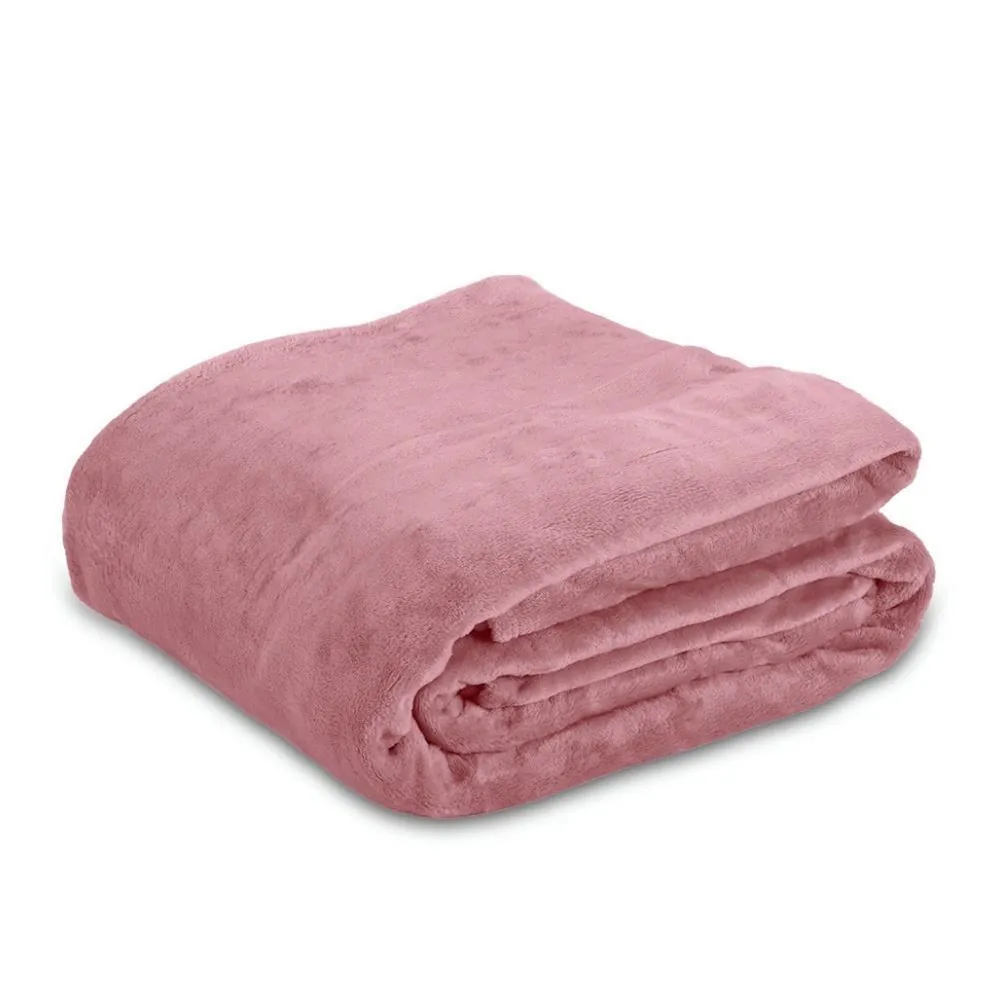 Cobertor Casal Liso 100% Poliéster Premier - Rosa Pétala