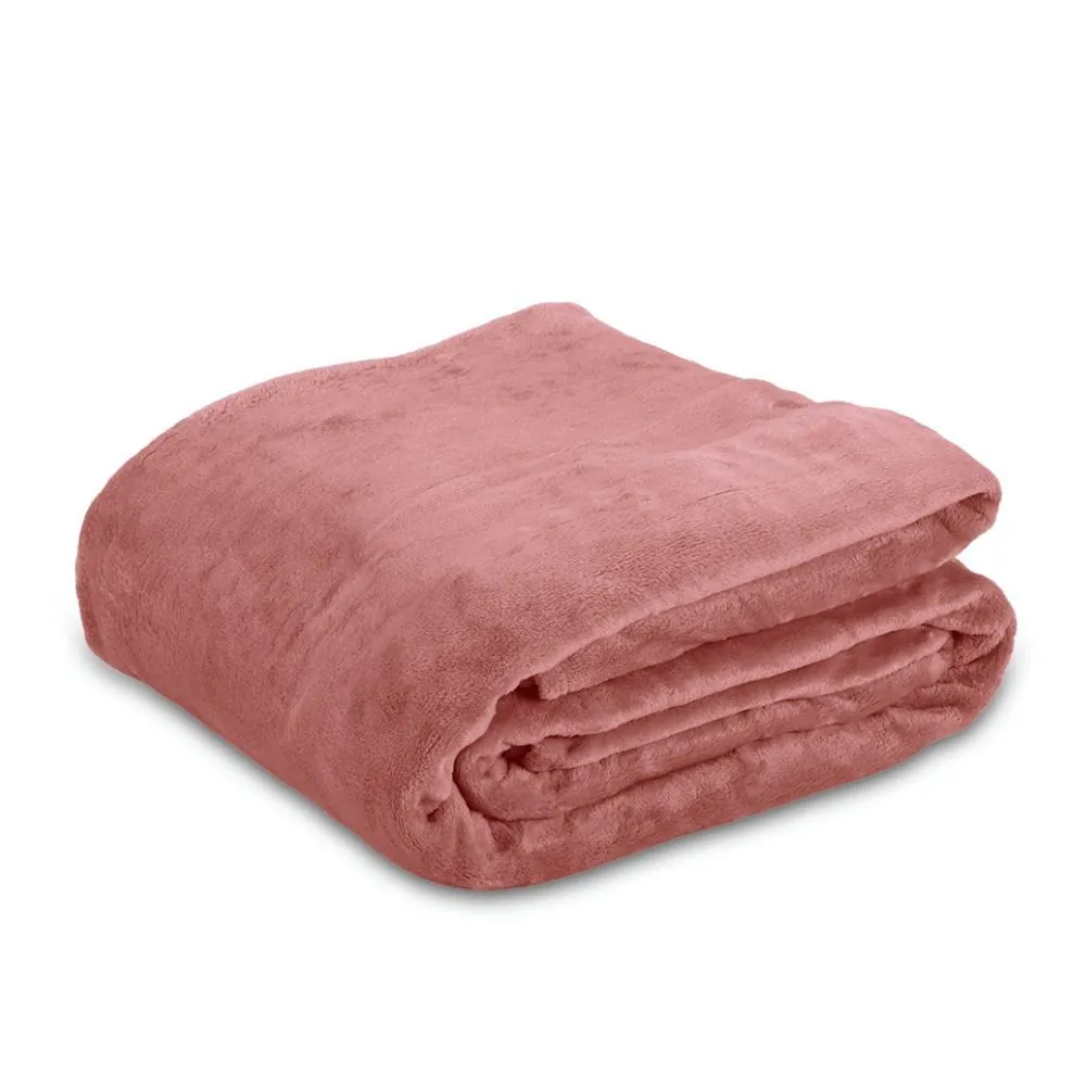 Cobertor Casal Liso 100% Poliéster Premier - Rosa
