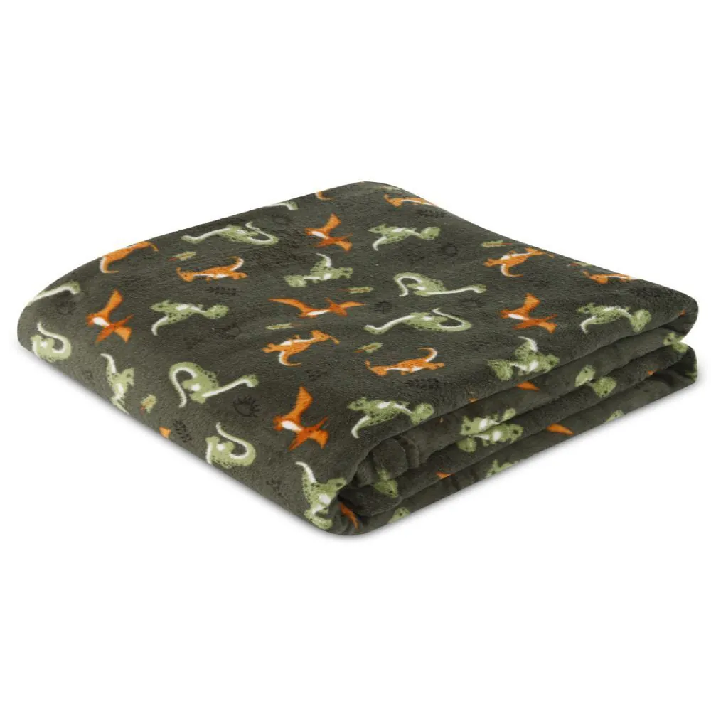 Cobertor Infantil 100% Poliéster Estampado - Dinossauro Verde
