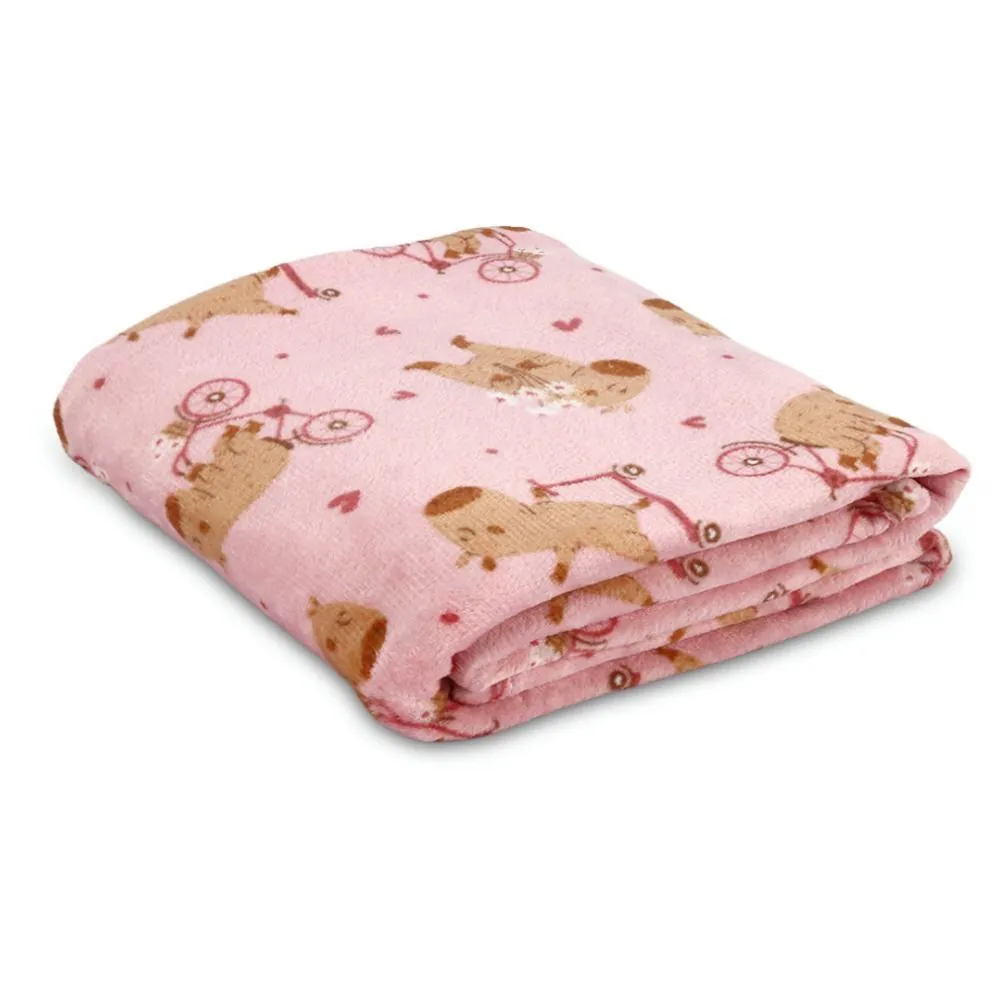 Cobertor Infantil Solteiro Lumini Kids - Capivara Rosa