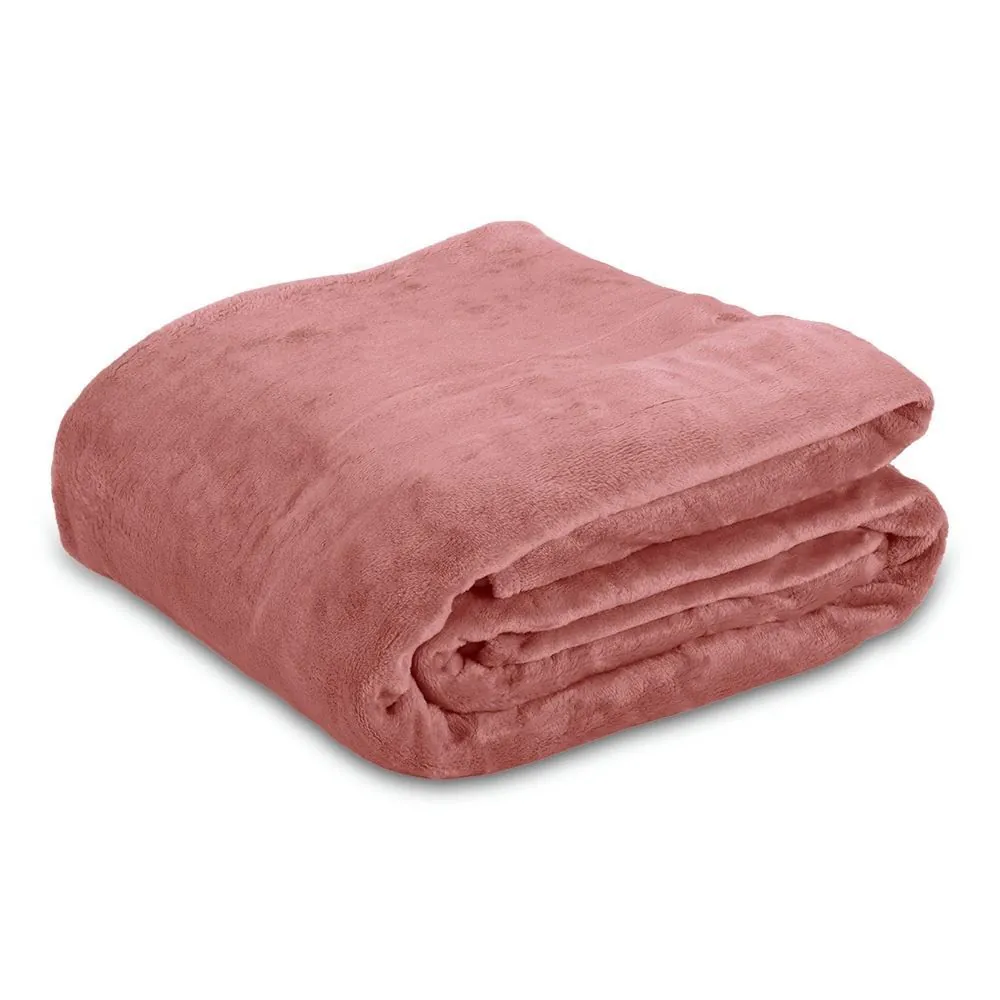 Cobertor Queen Liso 100% Poliéster Premier - Rosa