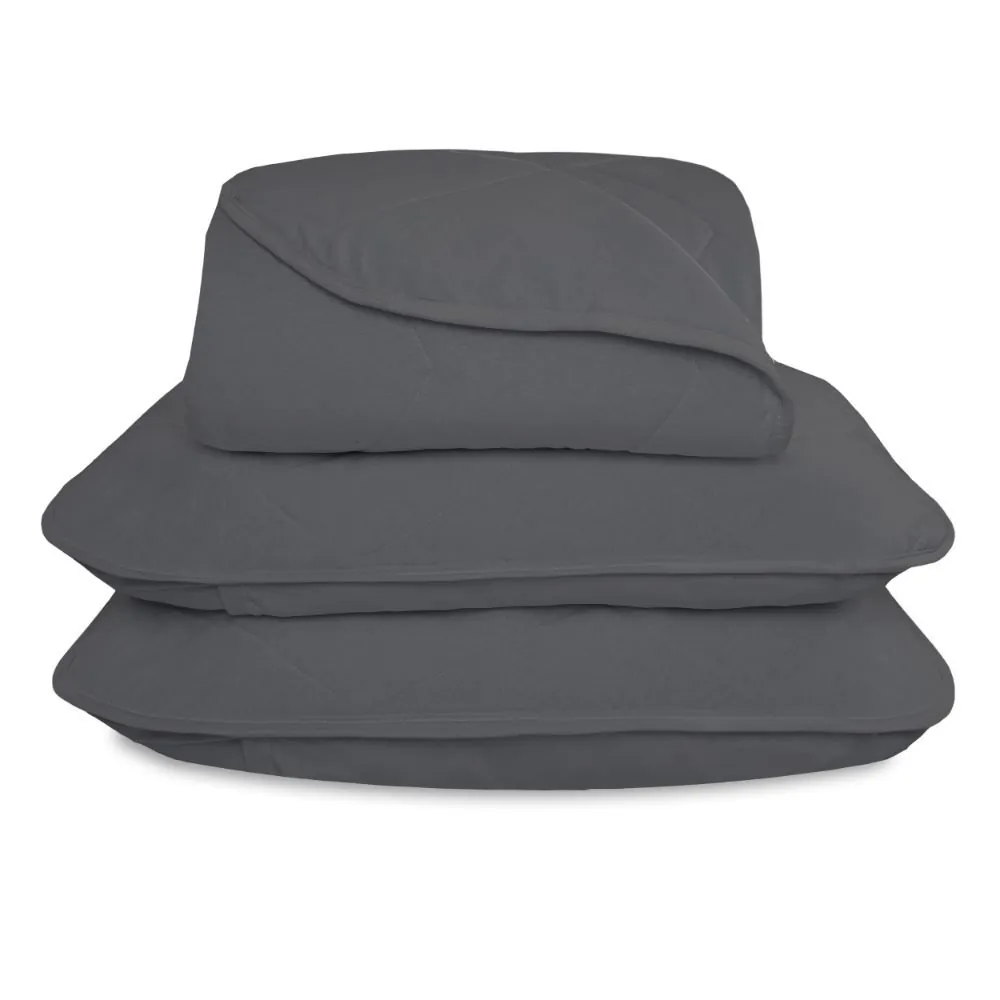 Cobre Leito King Liso 3 Peças - Cinza