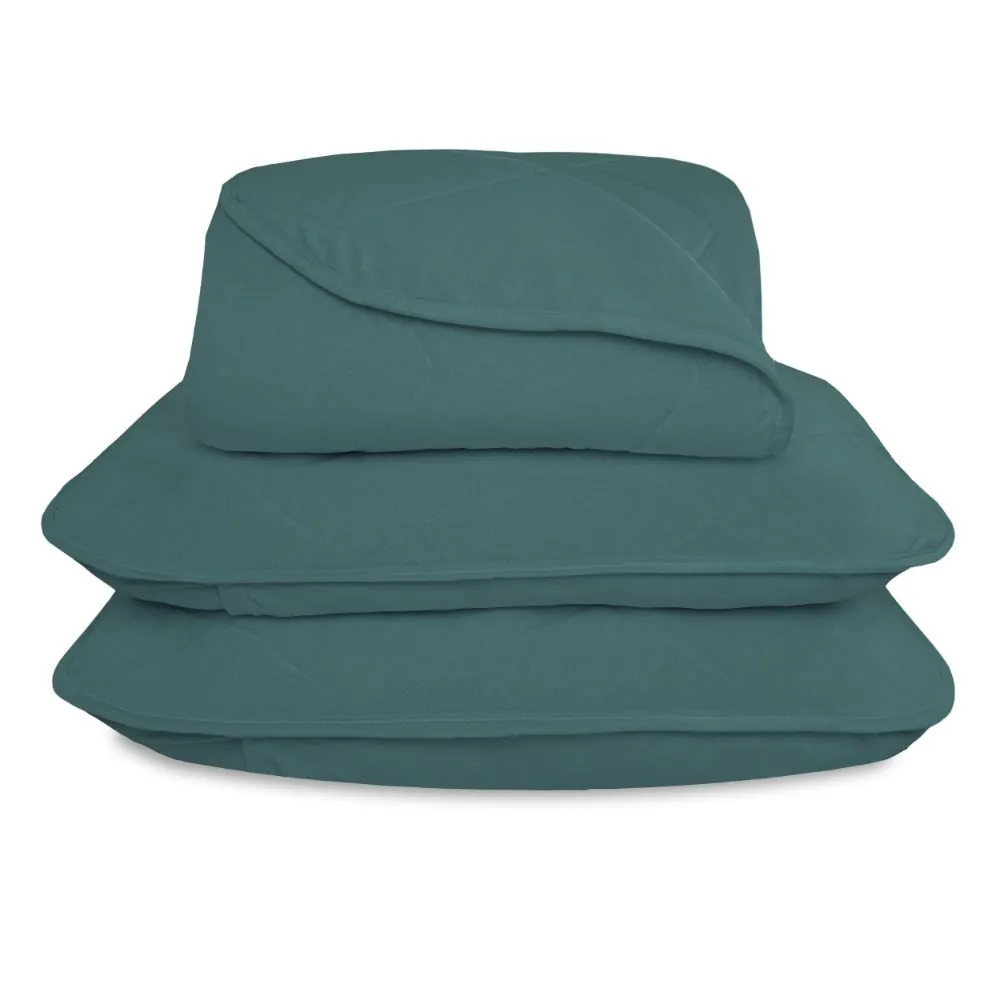 Cobre Leito Queen Liso 3 Peças - Verde Inglês