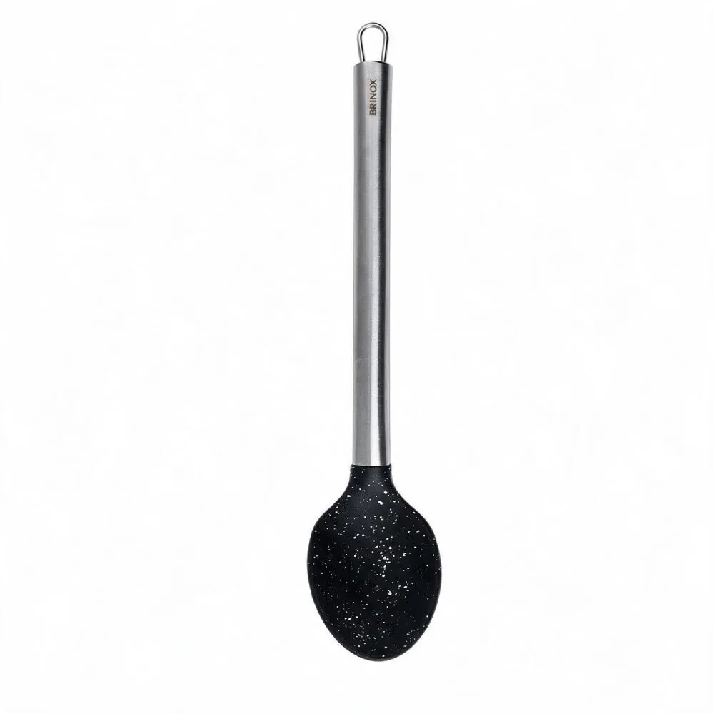 Colher de Arroz Silicone e Cabo Inox 33,5 cm Duo Preto Brinox