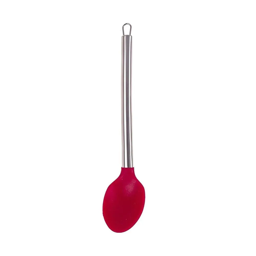 Colher Silicone com Cabo Inox 33Cm - Vermelho