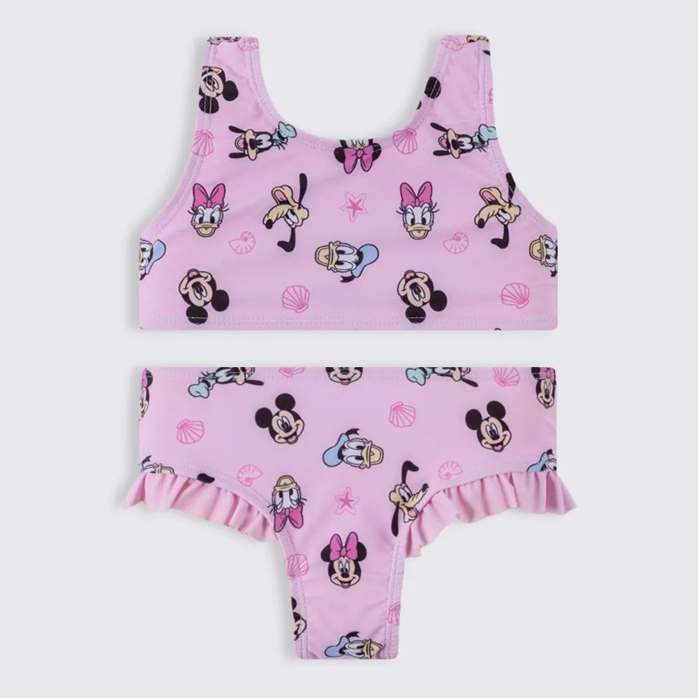 Conjunto Biquíni Infantil Mickey 1 a 3 Anos Disney Rosa