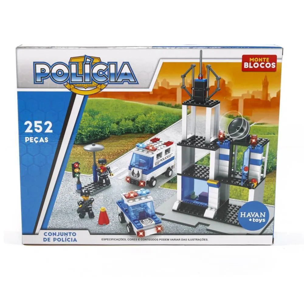 Conjunto Blocos de Montar Polícia 252 Peças Toys - HME1358
