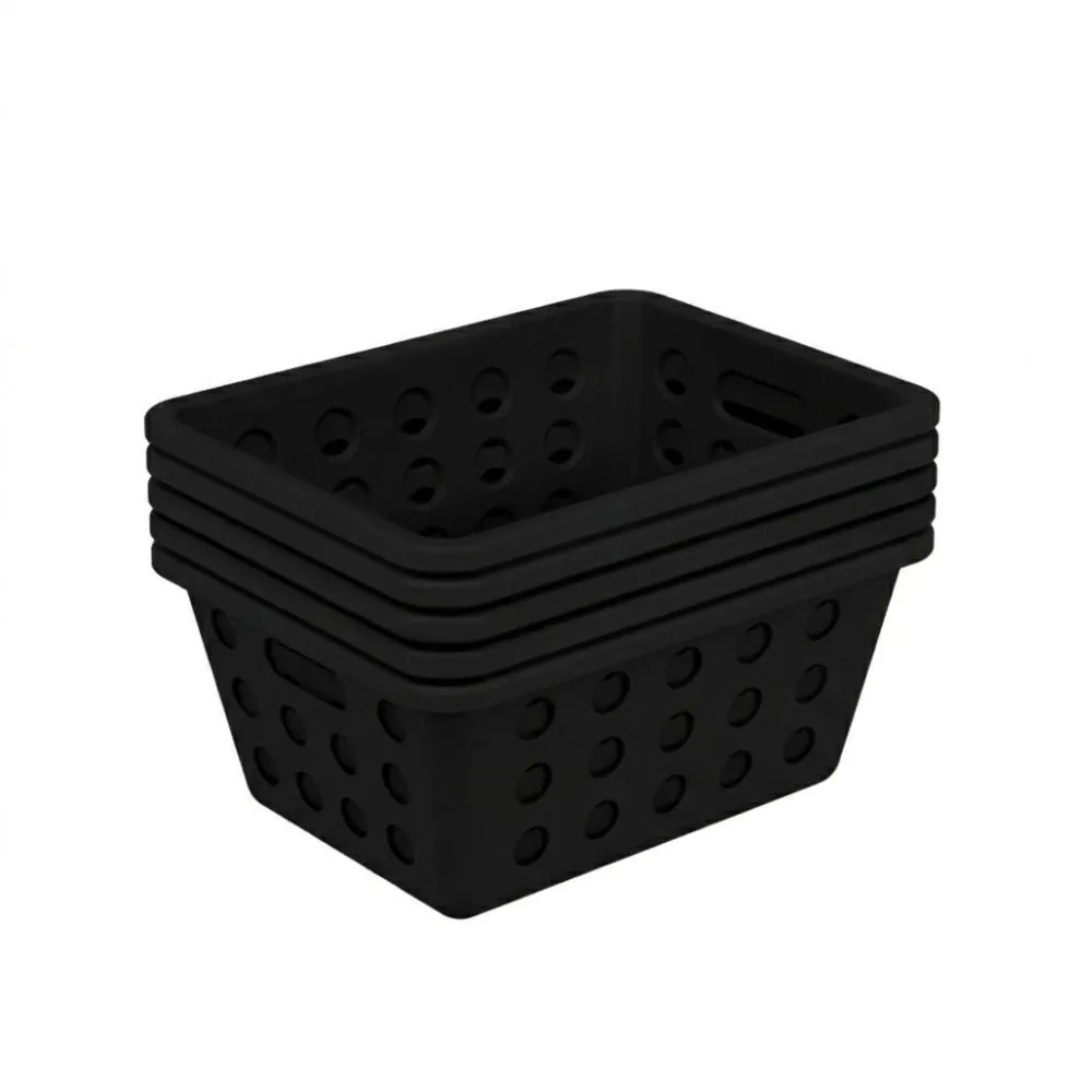 Conjunto Cesto Organizador 1,5 Litros Coza 5 Peças - Preto
