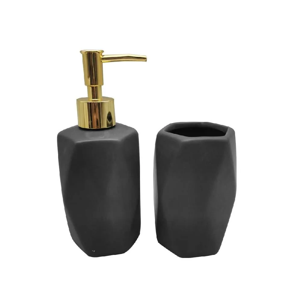 Conjunto de Banheiro Lara da 2 Peças - Cinza com Dourado