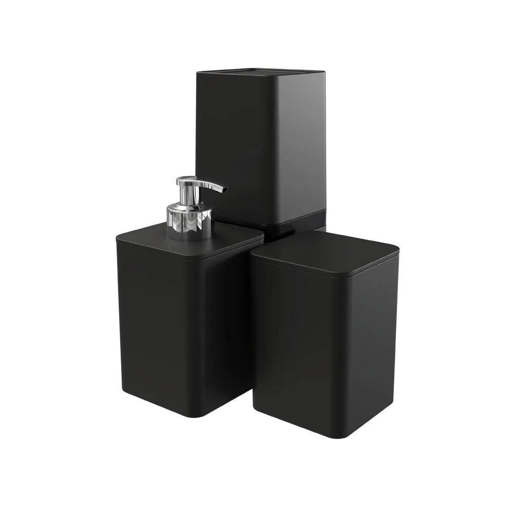 Conjunto de Banheiro Smile Stolf 3 Peças - Preto