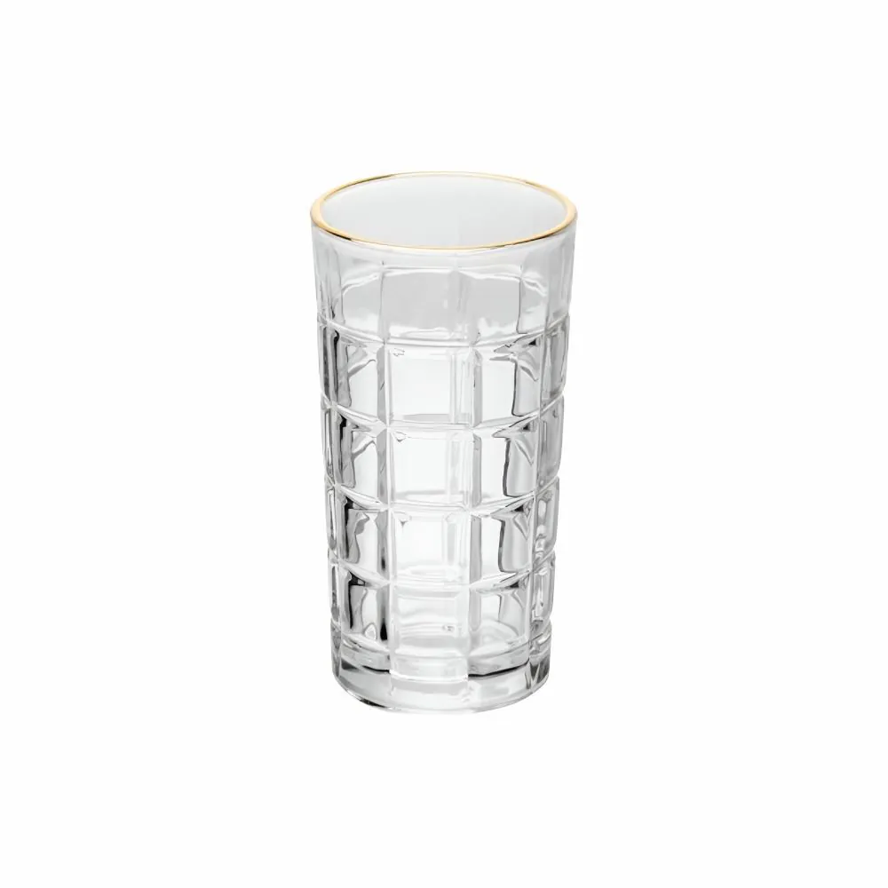 Copo Alto Square com Filete Dourado 360 ml - Transparente