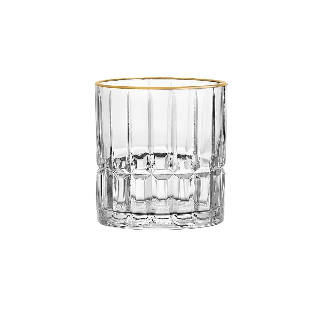 Copo Baixo de Vidro Cristalle com Filete Dourado 320Ml - Hauskraft
