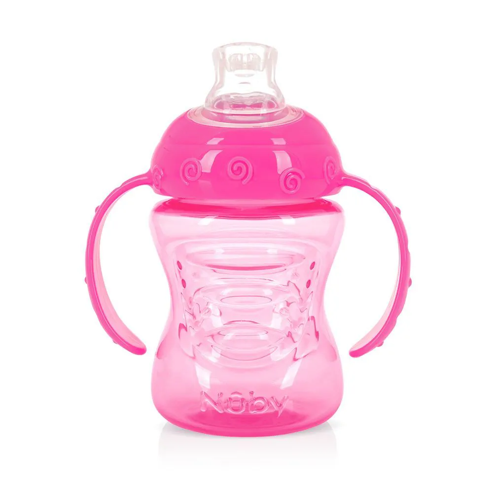 Copo com Alça e Super Bico de Silicone Nuby 240Ml - Rosa