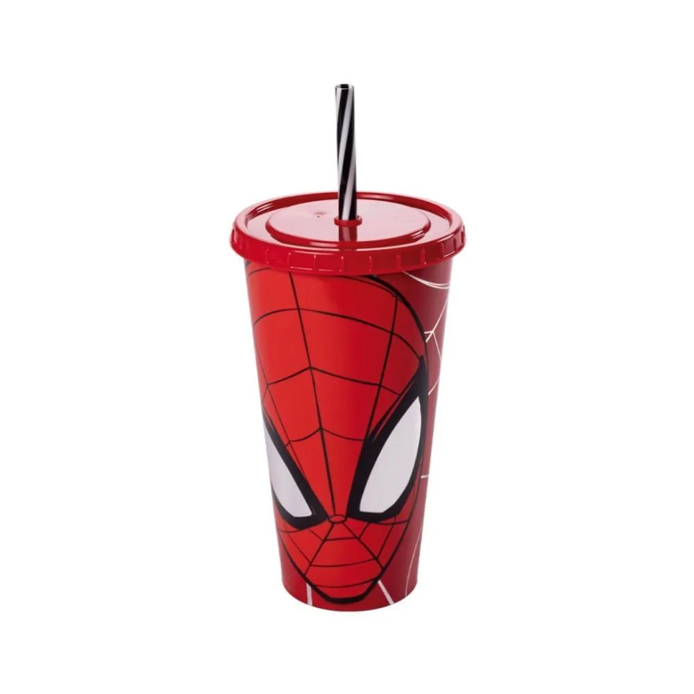 Copo com Canudo Homem Aranha Plasútil 700 ml - Sortido
