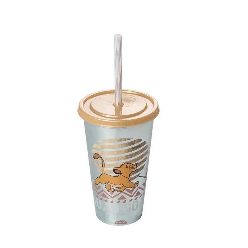 Copo com Canudo Rei Leão Plasútil 500Ml - Sortido