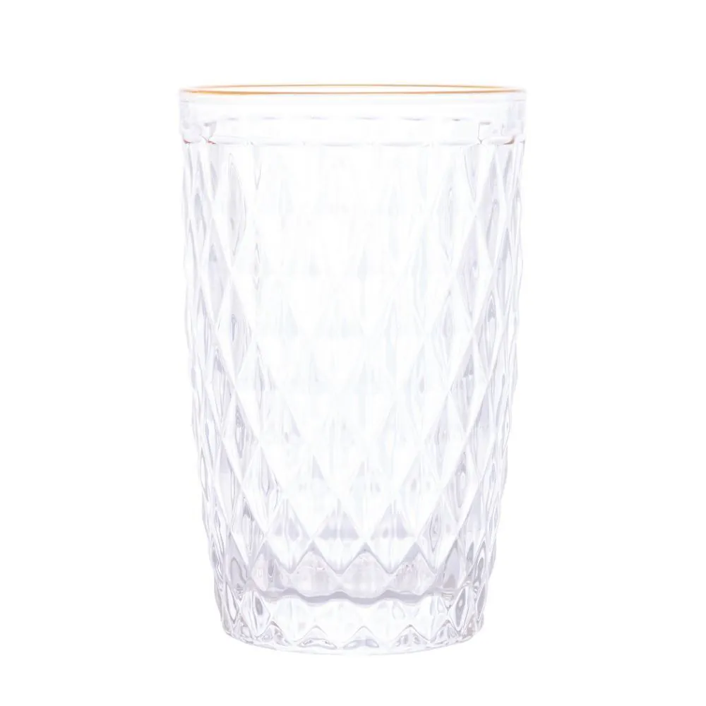 Copo de Vidro Bico de Abacaxi Lyor 330 Ml - Filete Dourado