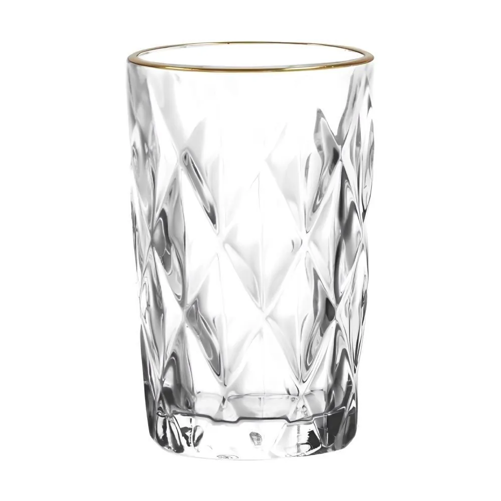 Copo de Vidro com Filete Dourado 370Ml - Vidro Transparente