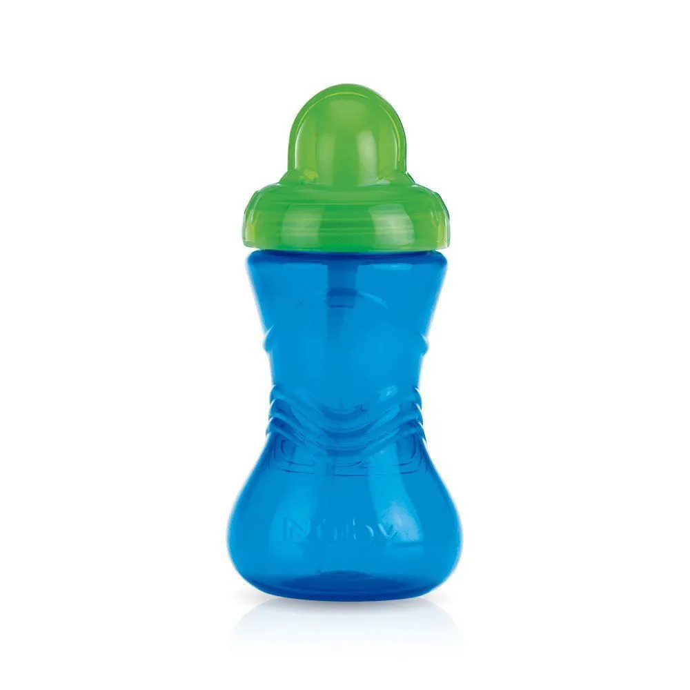 Copo Infantil com Canudo de Silicone 300Ml Nuby - Azul