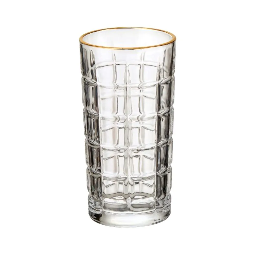 Copo Long de Vidro com Filete Dourado Hauskraft - 380ml