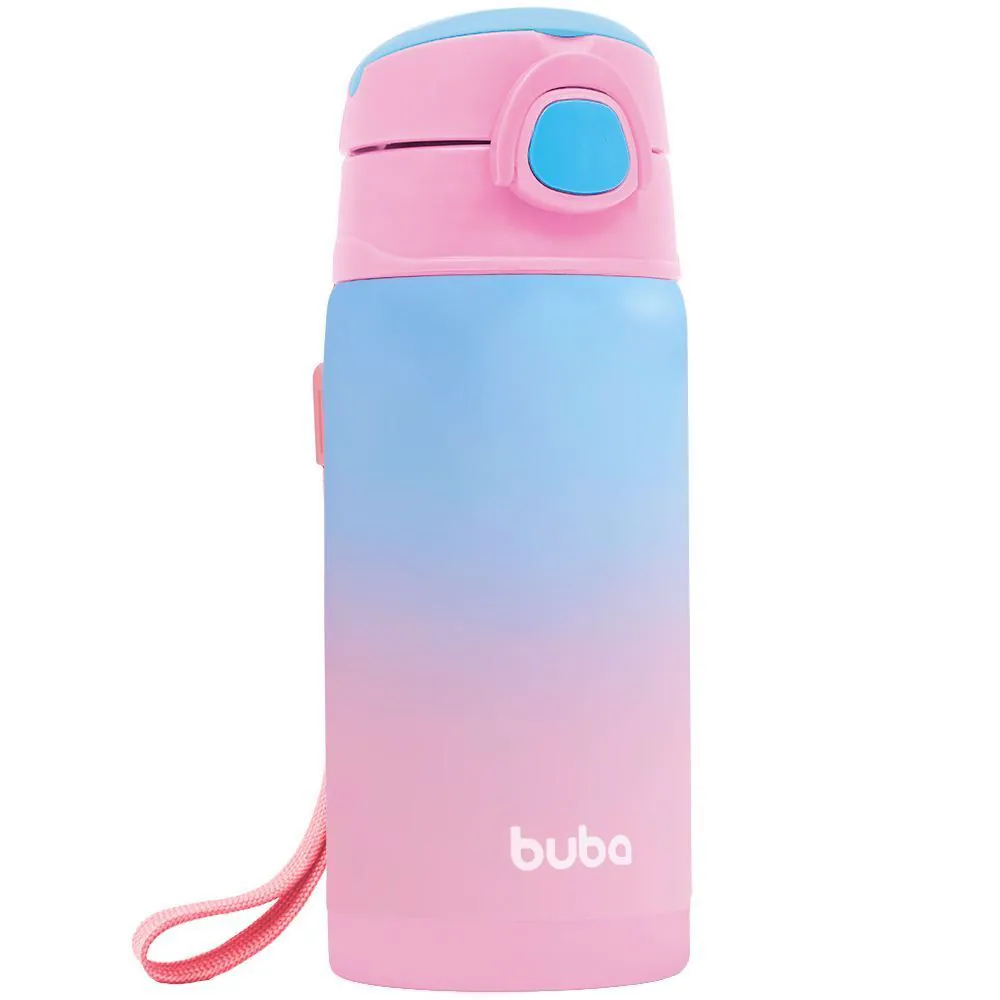 Copo Térmico Infantil Parede Dupla com Canudo 400 ml Buba - Rosa