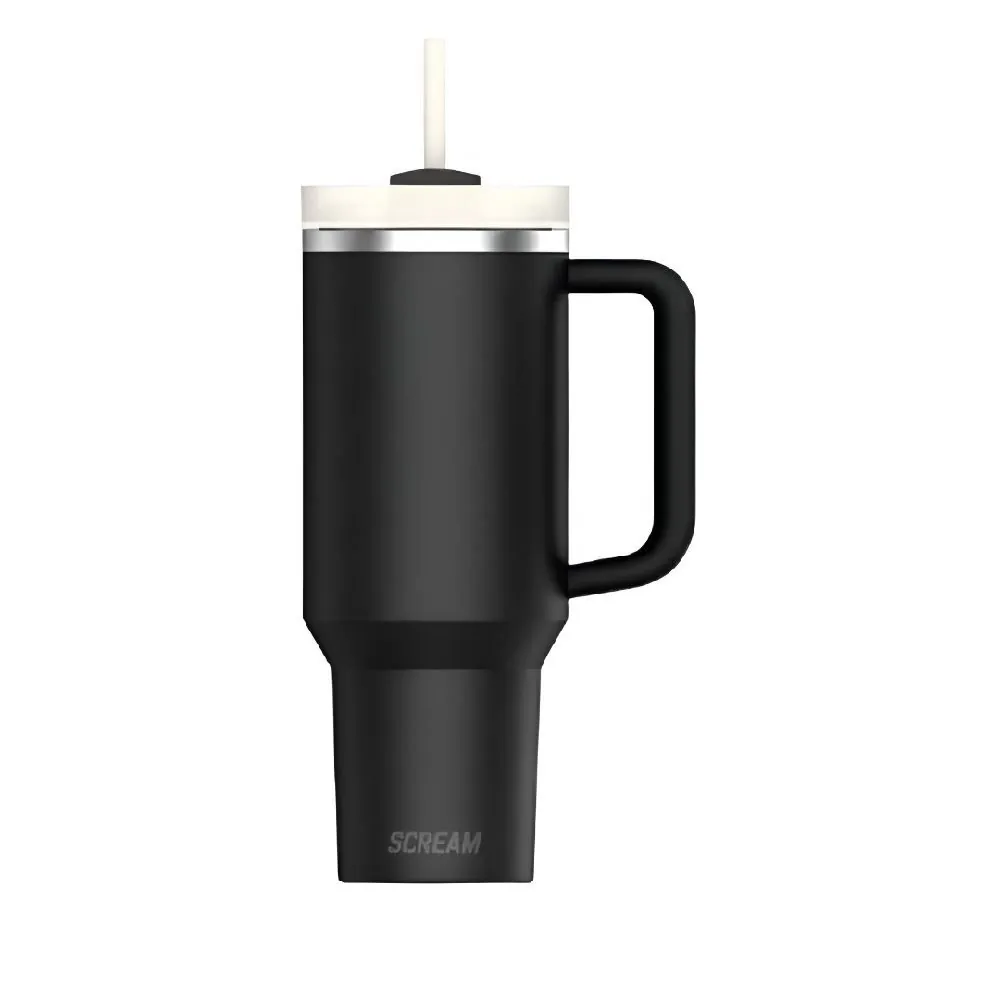Copo Térmico com Canudo e Alça Preto Scream - 1,2 Litros