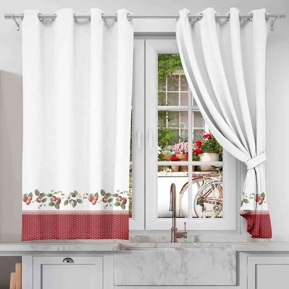 Cortina para Cozinha Gourmet 2,60X1,20 m - Morangos