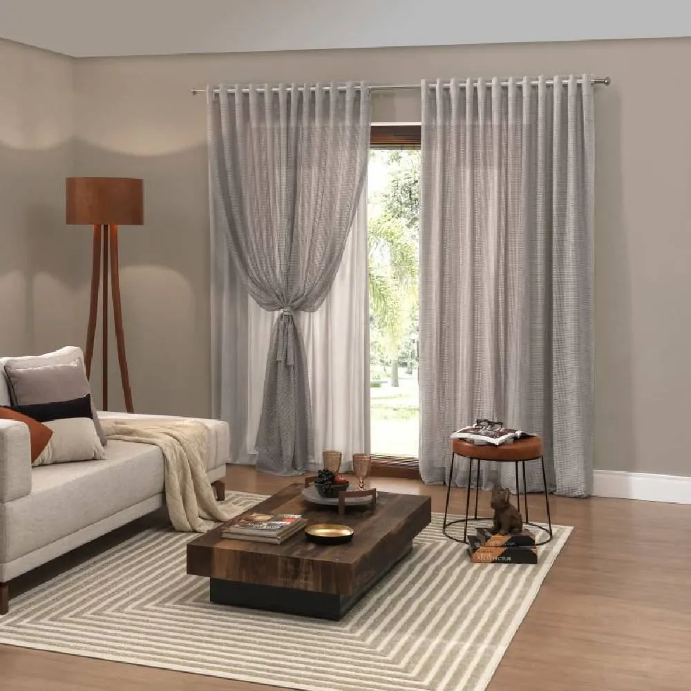 Cortina para Sala e Quarto 3,50M X 2,50 m com Forro Ibiza - Prata