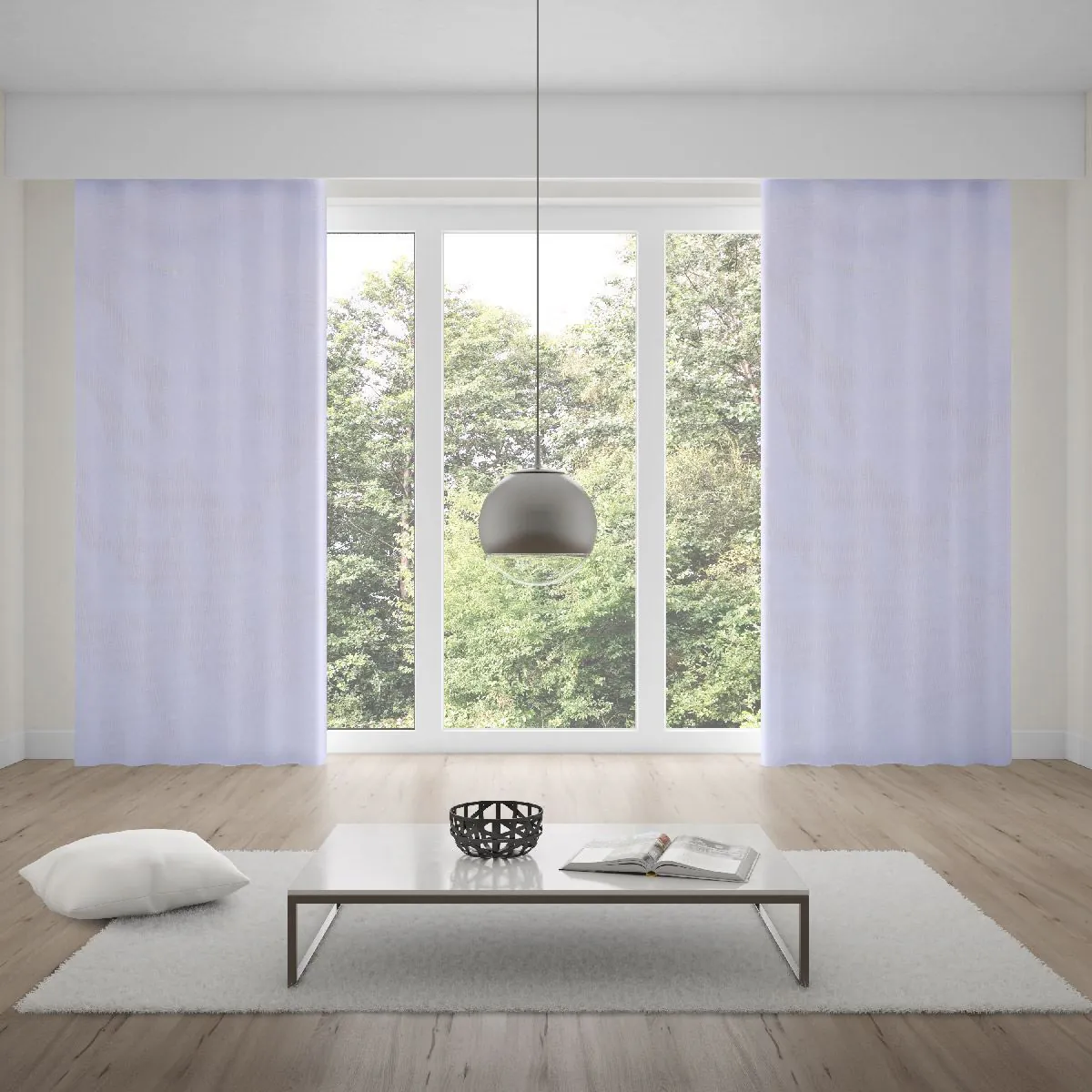 Cortina para Quarto e Sala 3,60X2,50 M Pratika Lisa Slim Voil - Branco