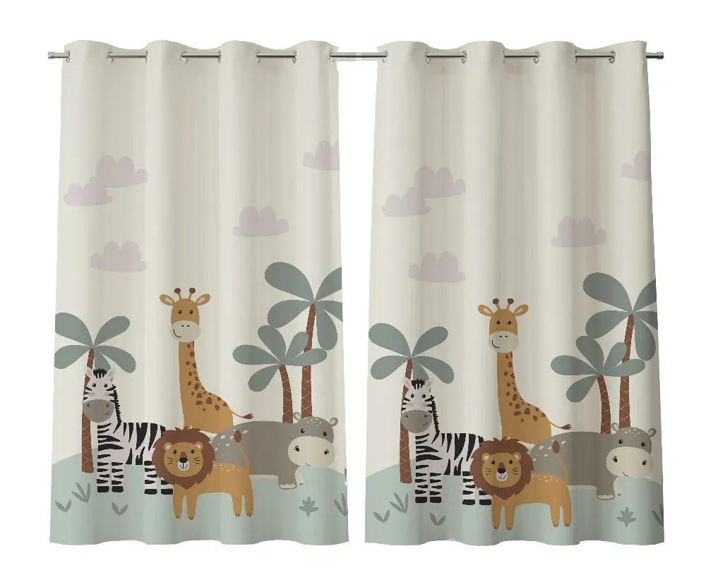 Cortina Infantil para Quarto 2,60X1,70M Baby - Safari