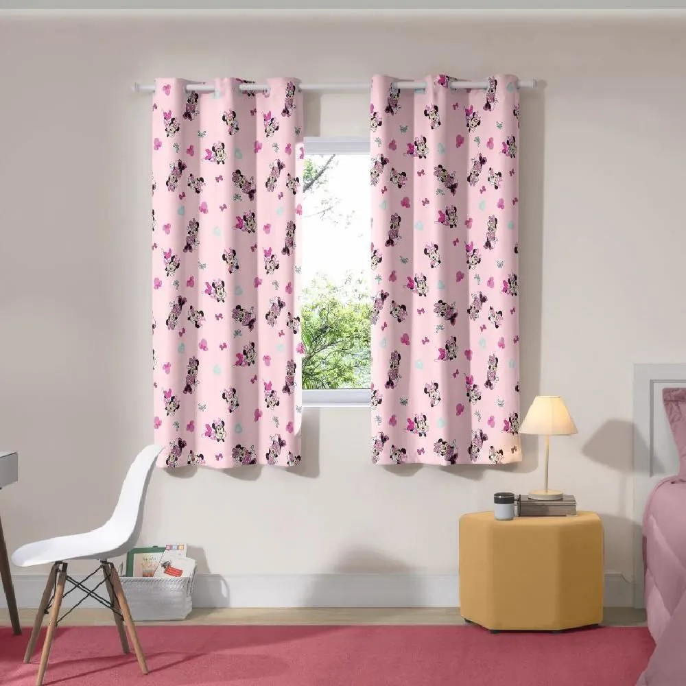 Cortina Rústica Infantil 2,40X1,70 m - Minnie Fresh