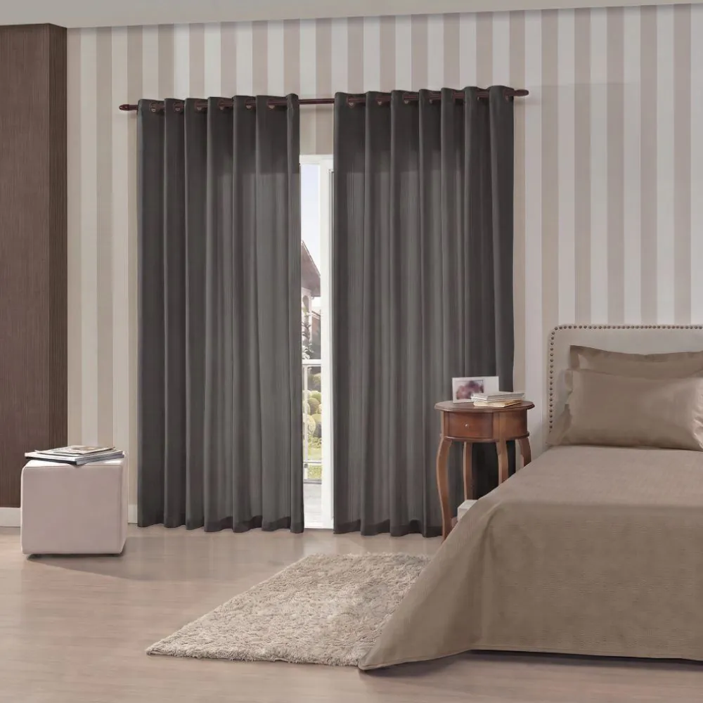Cortina para Quarto e Sala 2,60X2,30 m Rústica Madri - Cinza Escuro