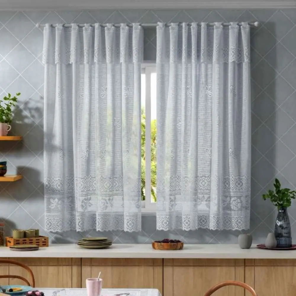 Cortina para Cozinha 2,00X1,50 M Valencia Lisa - Branco