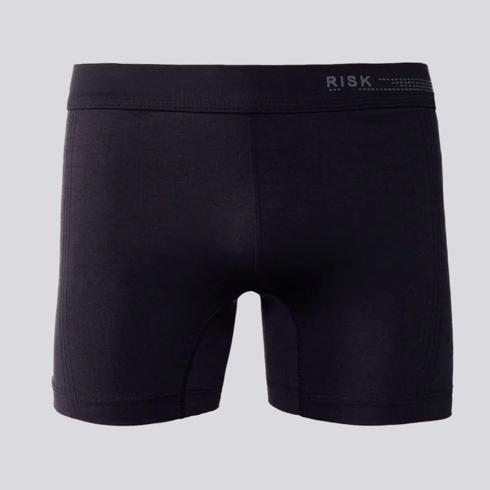 Cueca Boxer Masculina de Microfibra com Brasão Risk Preto