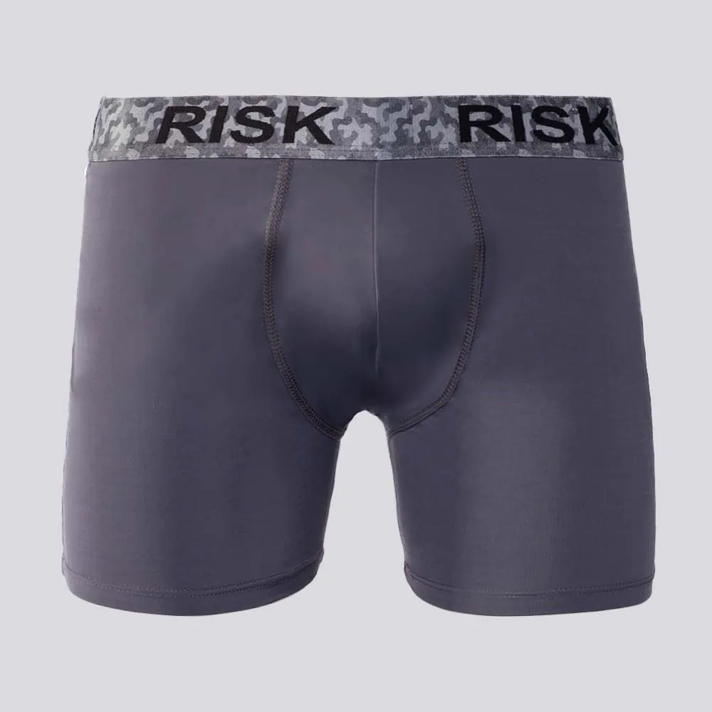 Cueca Boxer Masculina de Microfibra com Elástico Sublimado Risk Grafite
