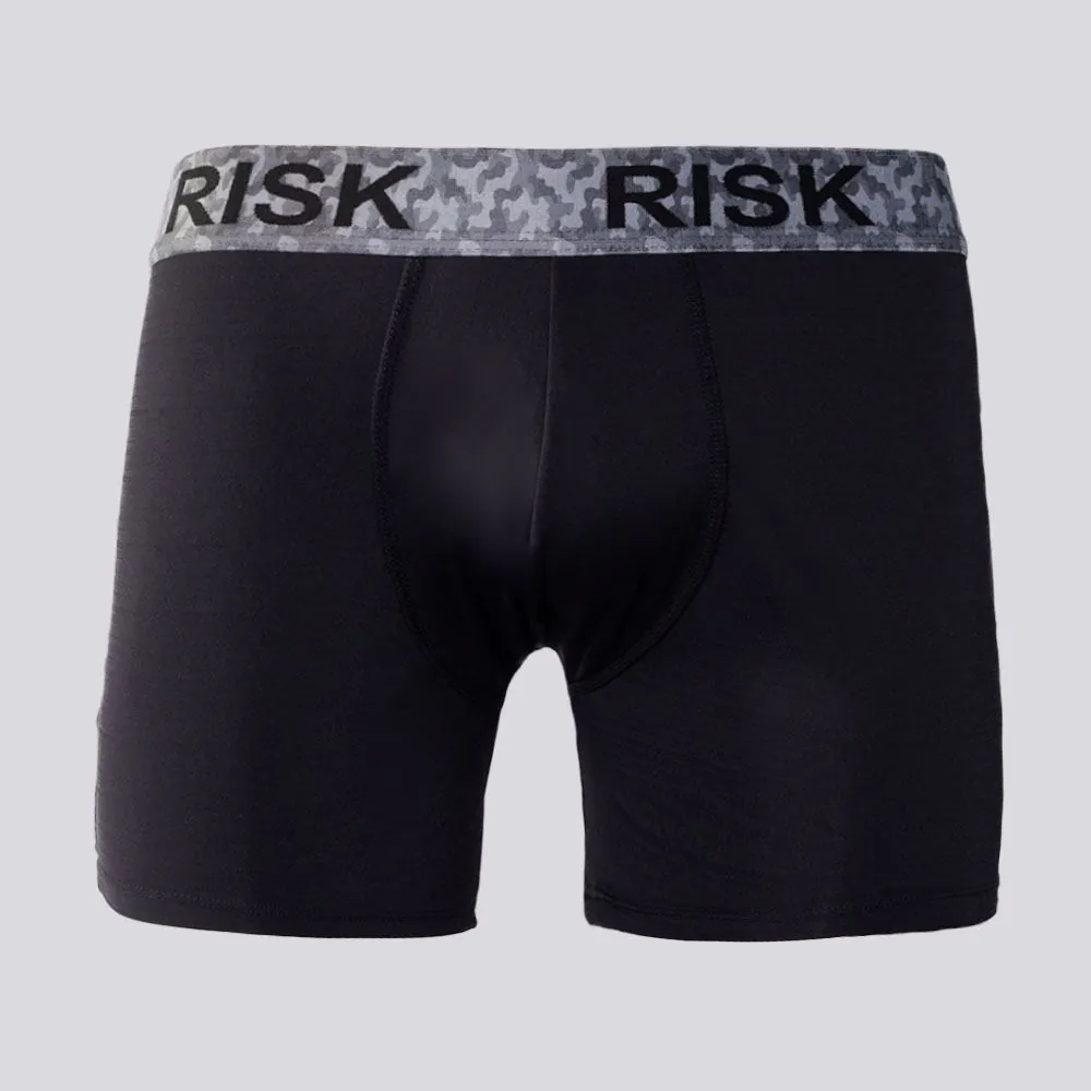 Cueca Boxer Masculina de Microfibra com Elástico Sublimado Risk Preto