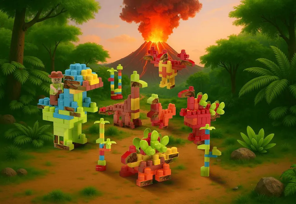 Blocos de Montar Dinossauros 280 Peças Dismat