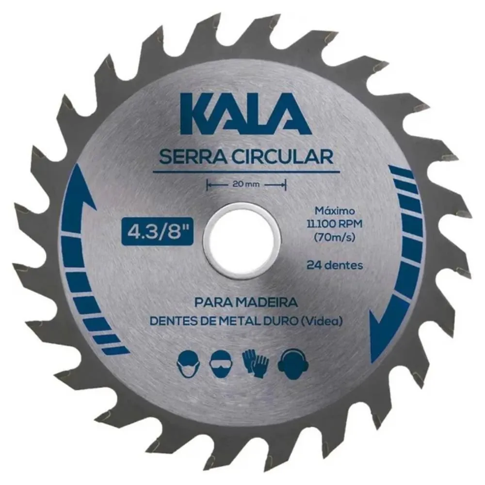 Disco de Serra Circular 4.3/4" 24 Dts 20Mm Kala - Aço